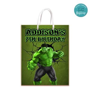 Hulk Gift Bag Label Template Printable Instant Download
