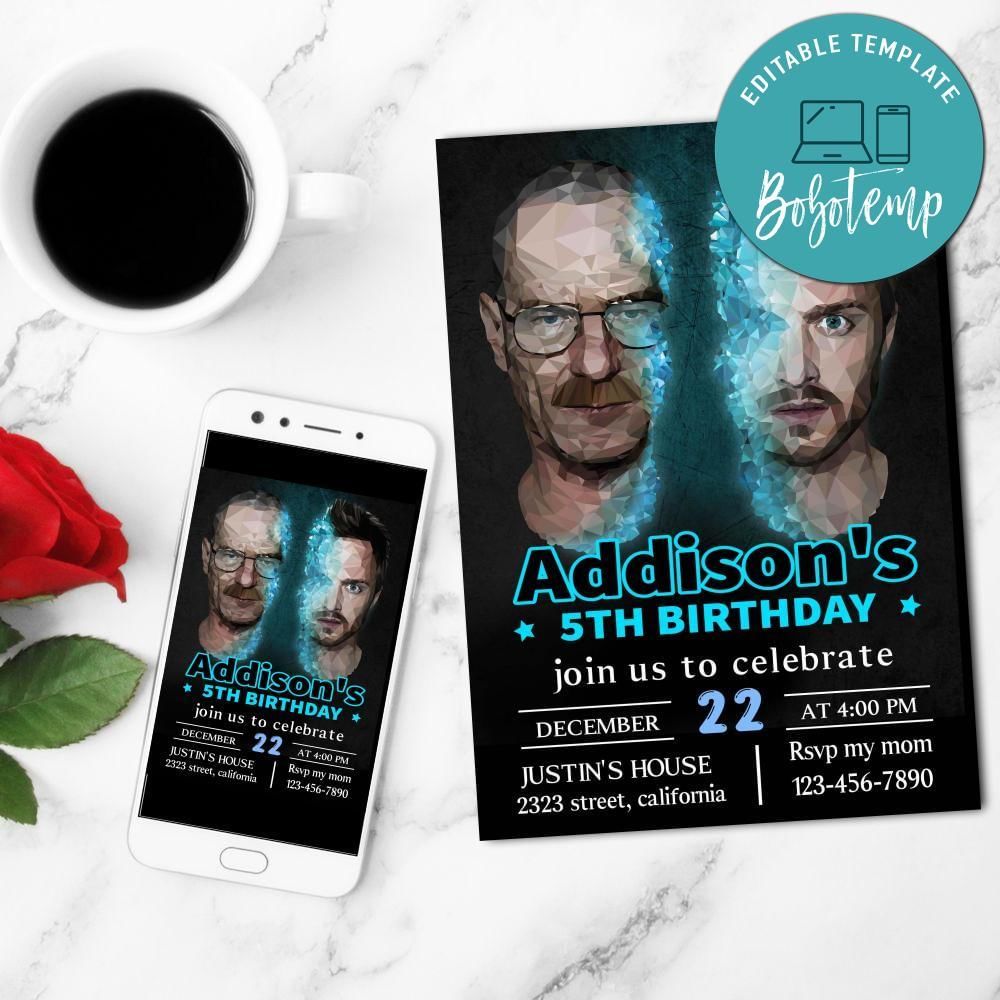 Breaking bad Invitation Customizable Template to Print at Home Instant Download