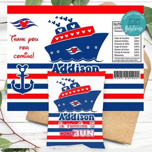 Disney Cruise Birthday Honey Buns Snack Bag Label Customizable Instant Download
