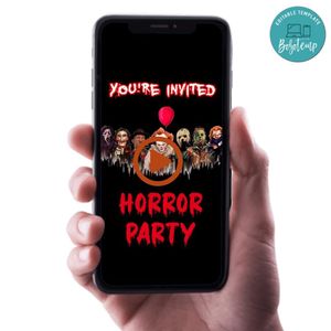 Friends horror movie Birthday Video Invitation Digital Template Customizable Instant Download