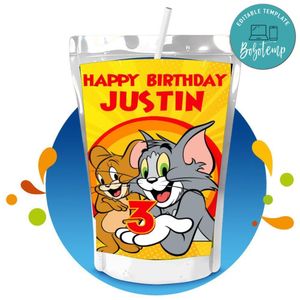 Tom and jerry Capri Sun Birthday Labels Digital File Printable Instant Download