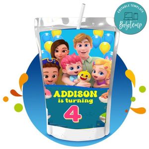 Bebefinn Capri Sun Birthday Labels Digital File Printable Instant Download