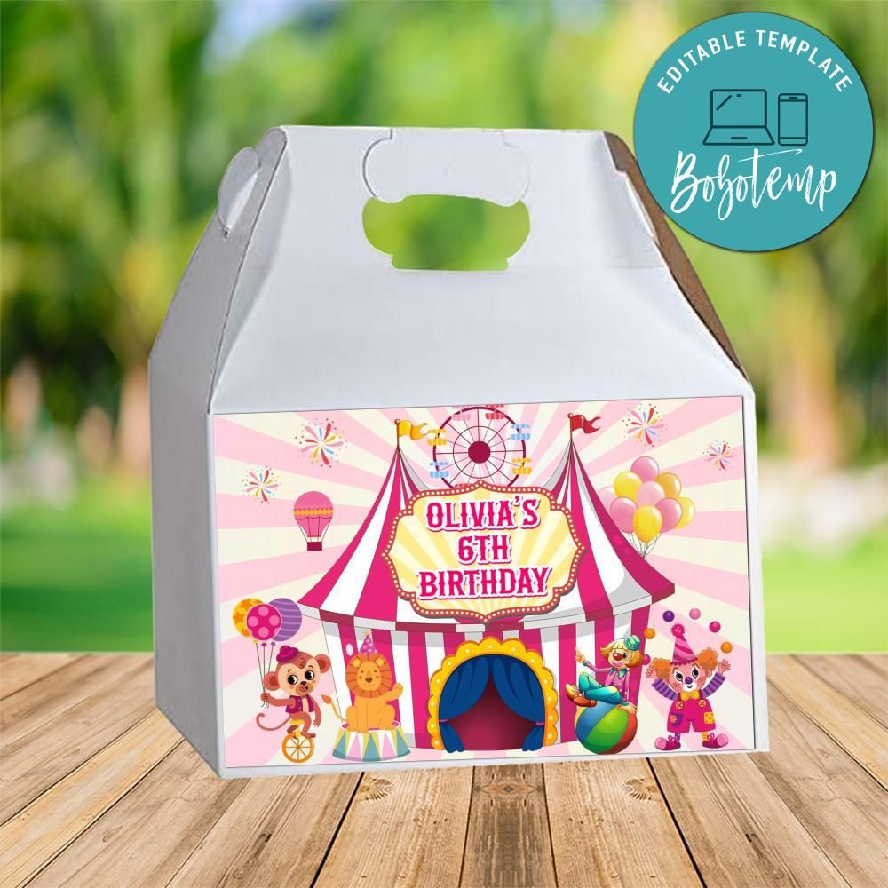Pink Carnival Gable Box Digital File Printable DIY Bobotemp Pink Carnival Gable Box Digital File Printable DIY Bobotemp