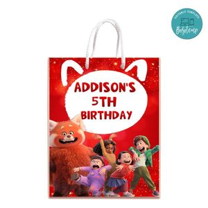 Turning Red Gift Bag Label Template Printable Instant Download