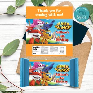 Super Wings Candy Bar Label Customizable Template Instant Download