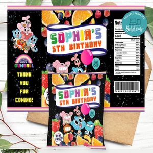 Gumball Birthday Party Fruit Snack Bag Digital File Printable Instant Download