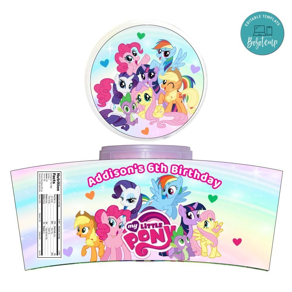My Little Pony Cotton Candy Label Template To Print At Home Instant Download