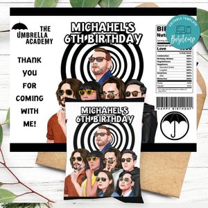 Umbrella Academy Birthday Chip Bag Digital File Printable Instant Download