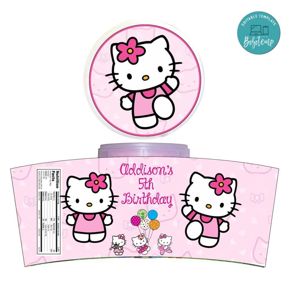 Hello Kitty Cotton Candy Label Template To Print At Home Instant Download