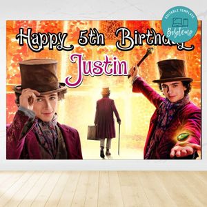 Wonka Birthday Backdrop Digital File Template Instant Download