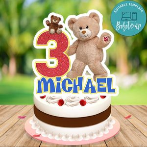 Build a bear Birthday Cake Topper Template Printable Instant Download