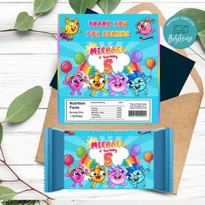 Baby Zoo Candy bar Label Customizable Template Instant Download