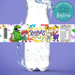 Rugrats Bottle Label Birthday Water Bottle Label Template to Print at Home Instant Download