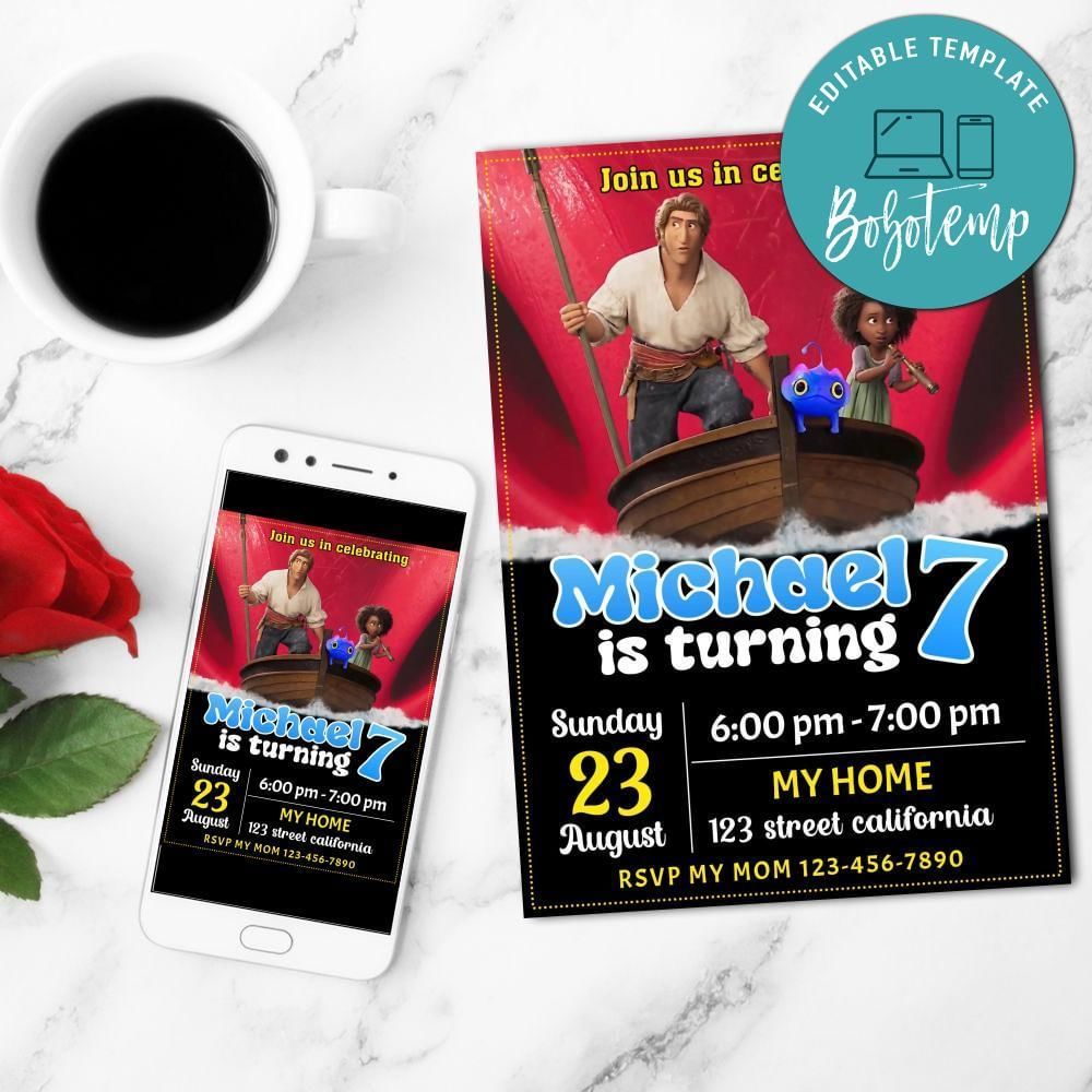 Sea Beast Birthday Mobile Invite Customizable Template Instant Download