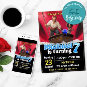 Sea Beast Birthday Mobile Invite Customizable Template Instant Download