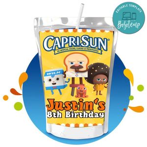 Bread barbershop Capri Sun Birthday Labels Digital File Printable Instant Download