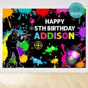 Paintball Birthday Backdrop Digital File Template Instant Download