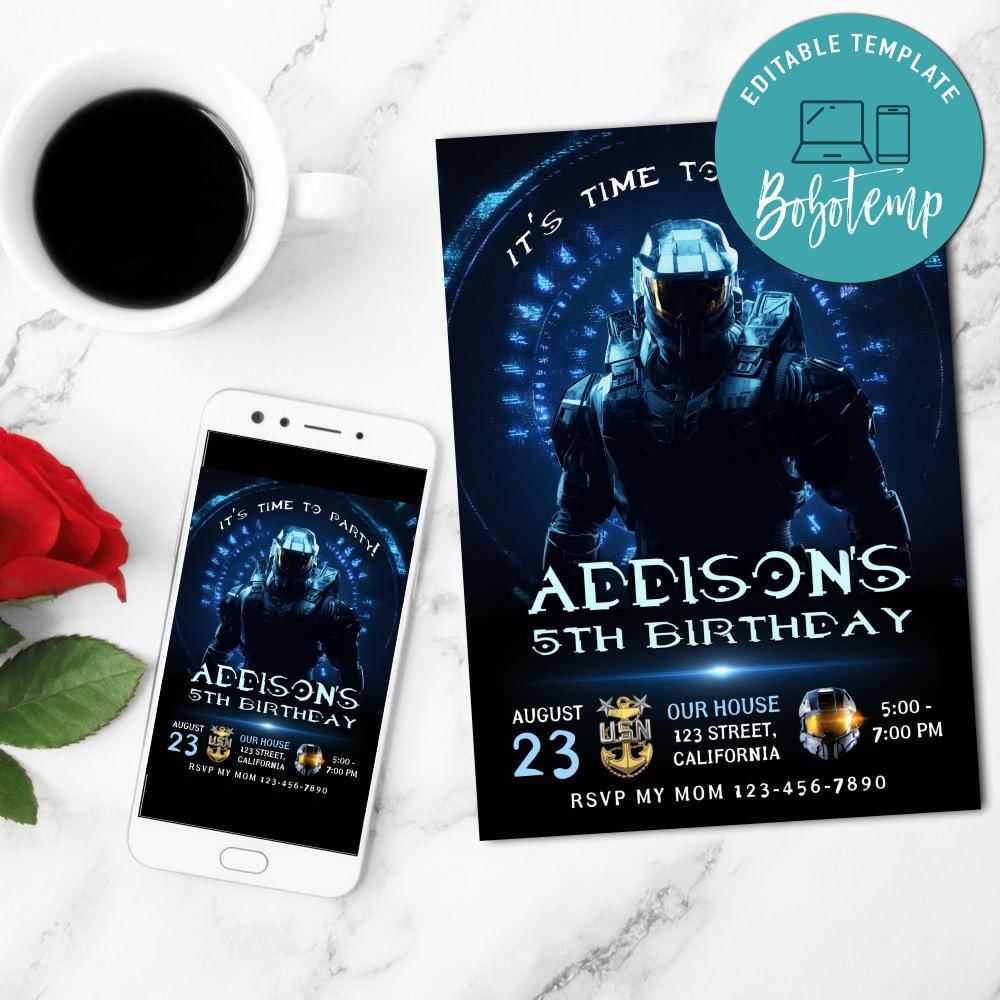 Master Chief Invitation Customizable Template | Bobotemp Shop