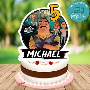 Hello neighbor Birthday Cake Topper Template Printable Instant Download