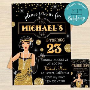 Flapper Invitation Template Free Thank You Card Printable