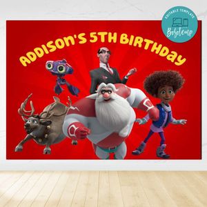 Superklaus Birthday Backdrop Digital File Template Instant Download