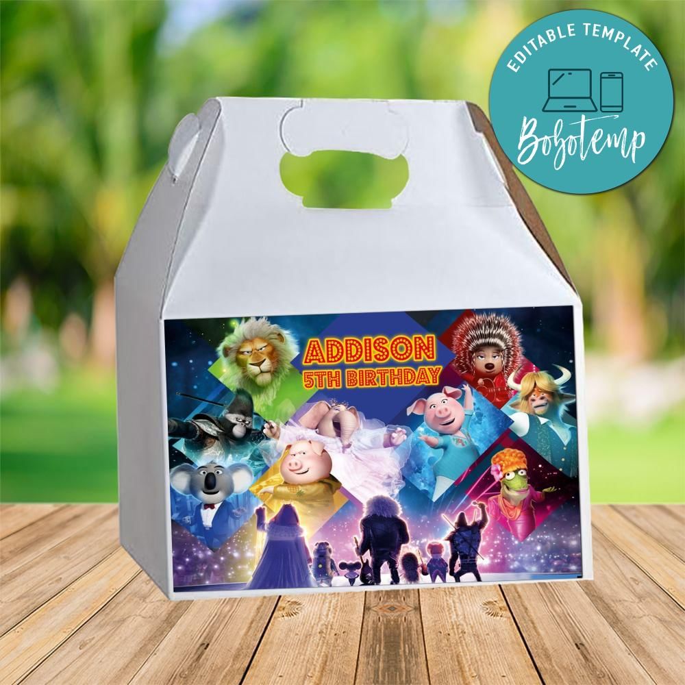 Sing 2 Gable Box Digital File Printable DIY | Bobotemp