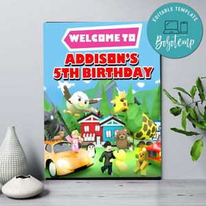 Adopt Me Birthday Welcome Sign Digital File Printable Instant Download