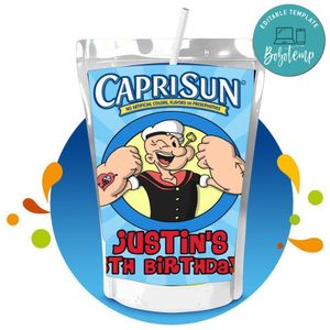 Popeye Capri Sun Birthday Labels Digital File Printable Instant Download