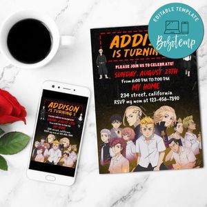 Tokyo Revengers Mobile Invite Customizable Template Instant Download