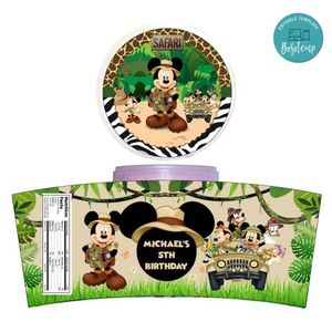 Mickey Safari Cotton Candy Label Template To Print At Home Instant Download