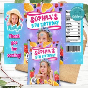 Nastya Birthday Party Fruit Snack Bag Digital File Printable Instant Download