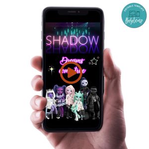 Shadow High Birthday Video Invitation Digital Template Customizable Instant Download