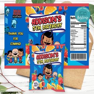 Xavier Riddle Birthday Party Fruit Snack Bag Digital File Printable Instant Download