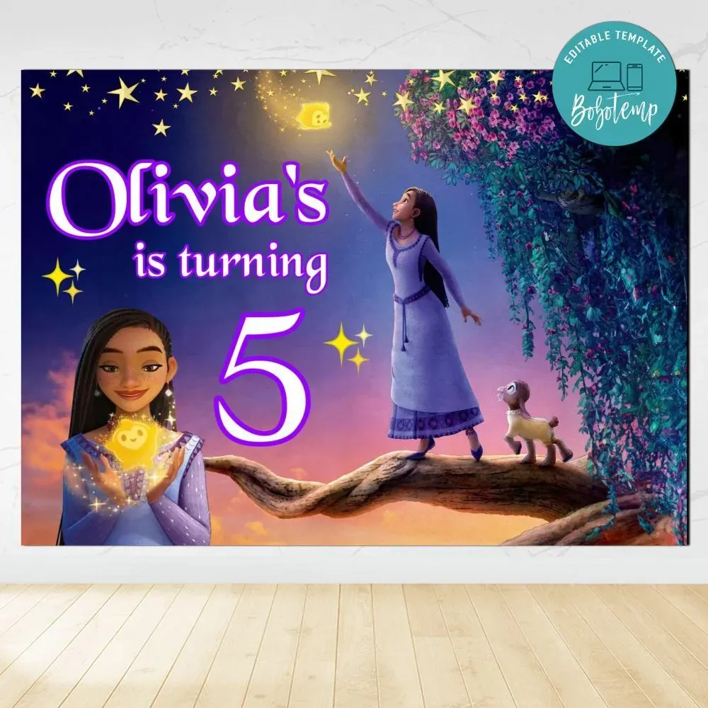 Wish Disney Birthday Backdrop Digital File Template | Bobotemp Shop