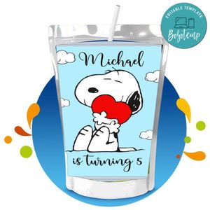 Snoopy Capri Sun Birthday Labels Digital File Printable Instant Download