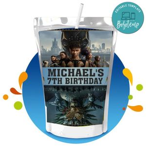 Wakanda Forever Capri Sun Birthday Labels Digital File Printable Instant Download