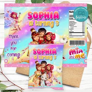 Mia and Me Birthday Party Chip Bag Digital File Printable Instant Download