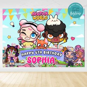 Avatar World Birthday Backdrop Digital File Template Instant Download