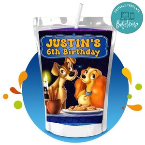 Lady And The Tramp Capri Sun Birthday Labels Digital File Printable Instant Download