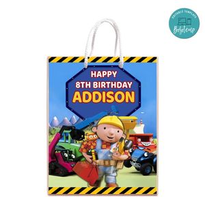 Bob The Builder Gift Bag Label Template Printable Instant Download