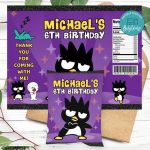 Badtz Maru Birthday Party Chip Bag Digital File Printable Instant Download