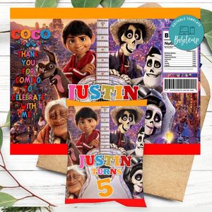 Coco Disney Birthday Chip Bag Digital File Printable Instant Download