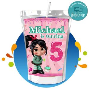 Vanellope Capri Sun Birthday Labels Digital File Printable Instant Download