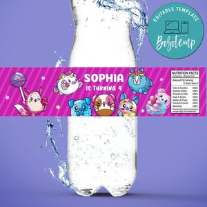 Pikmi pops Bottle Label Birthday Water Bottle Label Template to Print at Home Instant Download