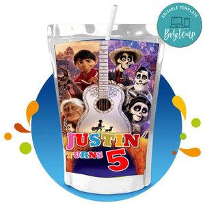 Coco Disney Capri Sun Birthday Labels Digital File Printable Instant Download