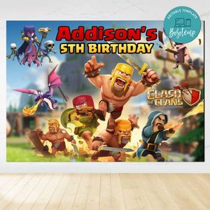 The Clash Of Clans Birthday Backdrop Digital File Template Instant Download