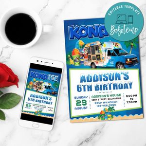 Kona Ice Mobile Invite Customizable Template Instant Download