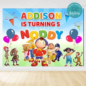 Noddy And Friends Birthday Backdrop Digital File Template Instant Download