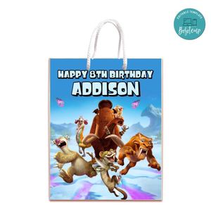 Ice Age Gift Bag Label Template Printable Instant Download