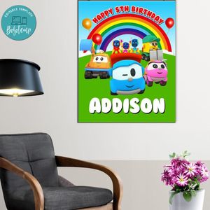 Leo The Truck Birthday Poster Digital File Printable Instant Download